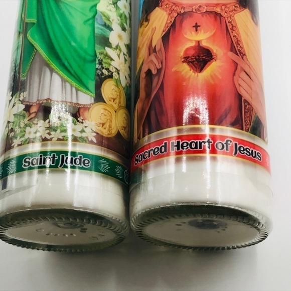 New Set of 2 Candles Religious Pillar Prayer Jesus Saint Jude Sacred H… - Picture 4 of 7
